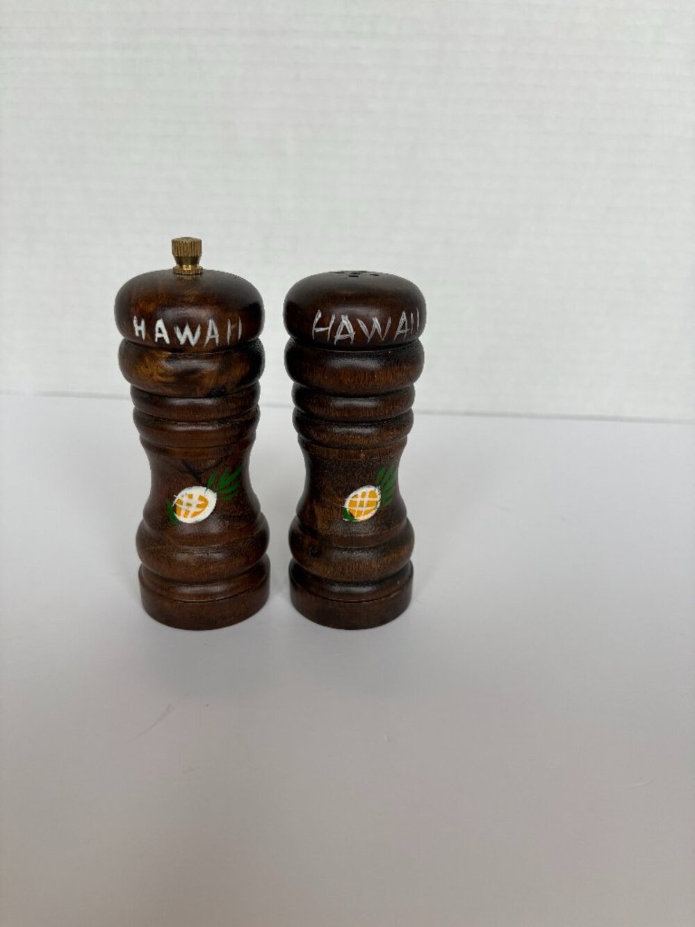 Vintage Wooden Hawaii Souvenir Pepper Grinder and Salt Shaker